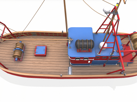 Fishing Boat 06 Low-poly PBR 3D Модель