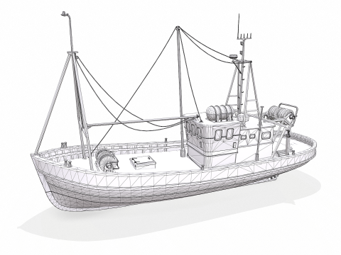 Fishing Boat 06 Low-poly PBR 3D Модель