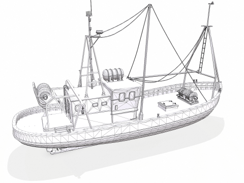 Fishing Boat 06 Low-poly PBR 3D Модель