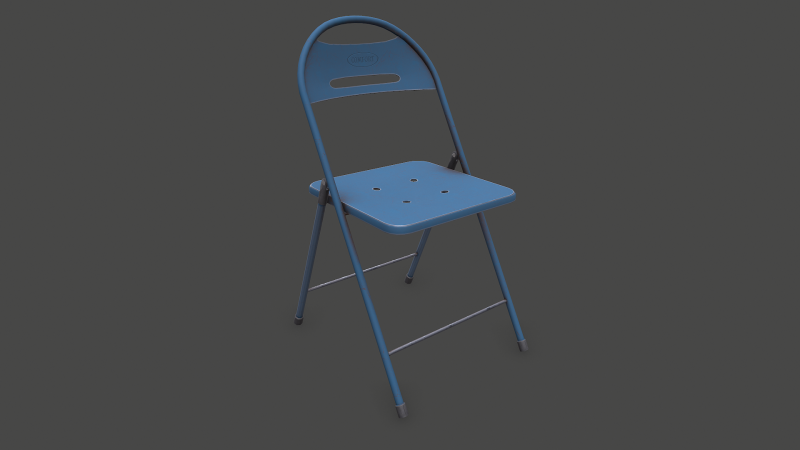 Old Metal Floding Chair Low-poly PBR 3D Модель .c4d .max .obj .3ds .fbx .stl .blend