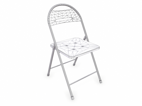 Old Metal Floding Chair Low-poly PBR 3D Модель
