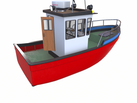 Small Boat Low-poly PBR Low-poly Modèle 3D