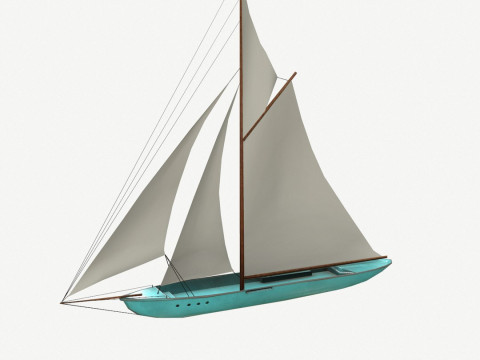 Sailboat Low-Poly PBR 3D-Modell