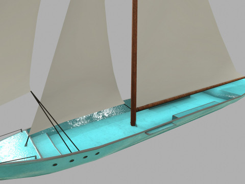 Sailboat Low-Poly PBR Modèle 3D