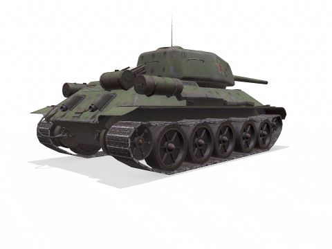 T-34 Soviet Medium Tank Low-Poly PBR Modello 3D