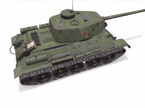 T-34 Soviet Medium Tank Low-Poly PBR Modello 3D