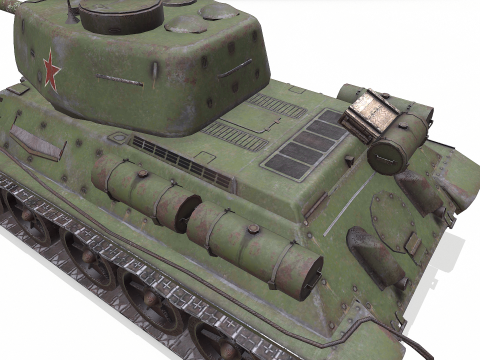 T-34 Soviet Medium Tank Low-Poly PBR Modello 3D