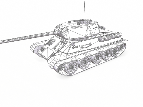 T-34 Soviet Medium Tank Low-Poly PBR Modello 3D