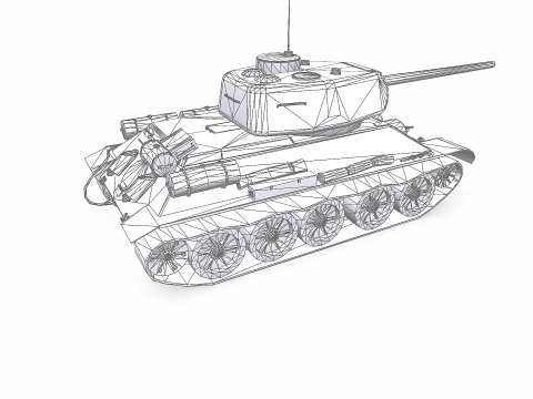 T-34 Soviet Medium Tank Low-Poly PBR Modello 3D