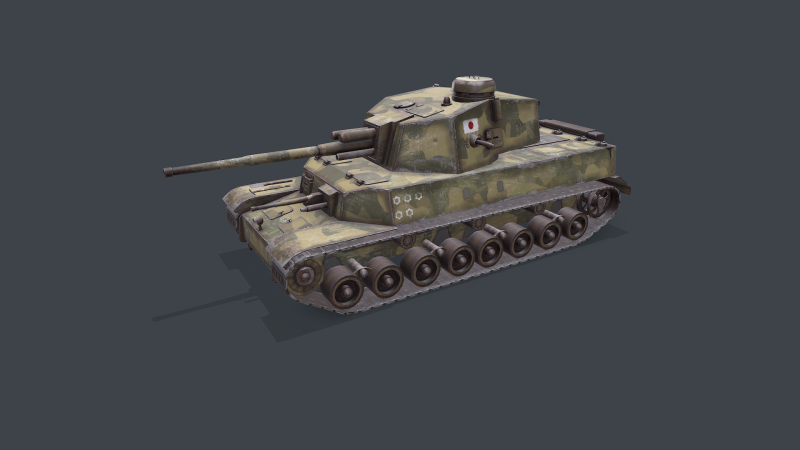 Type 5 Chi-Ri Japan Medium Tank Low-poly PBR 3D Model .c4d .max .obj .3ds .fbx .stl .blend