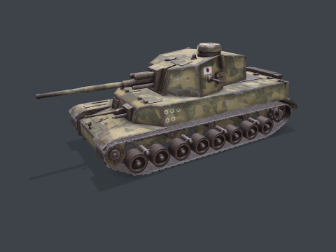 Type 5 Chi-Ri Japan Medium Tank Low-poly PBR 3D Model