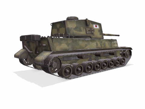Type 5 Chi-Ri Japan Medium Tank Low-poly PBR 3D Model