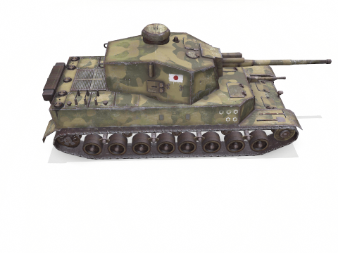 Type 5 Chi-Ri Japan Medium Tank Low-poly PBR 3D Model