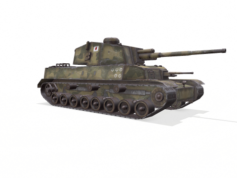 Type 5 Chi-Ri Japan Medium Tank Low-poly PBR 3D Model