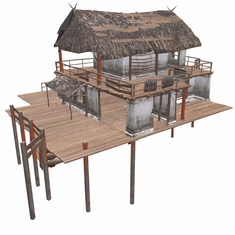 Swamp House Low-Poly PBR 3D 模型 .c4d .max .obj .3ds .fbx .stl .blend