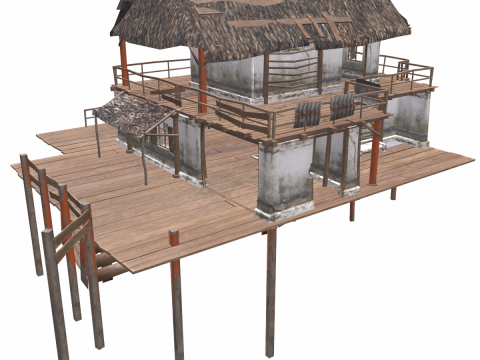 Swamp House Low-Poly PBR 3D Модель