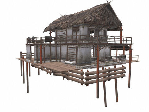Swamp House Low-Poly PBR 3D 模型
