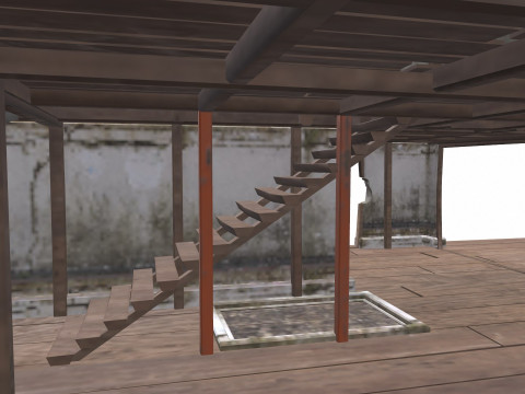 Swamp House Low-Poly PBR 3D 模型