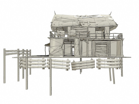 Swamp House Low-Poly PBR 3D 模型