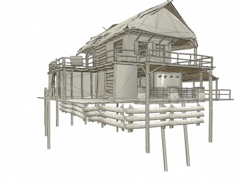 Swamp House Low-Poly PBR 3D 模型