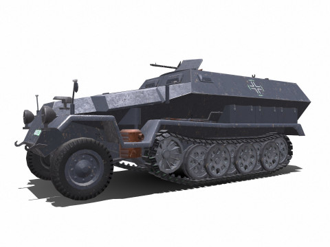 D Kfz 251 German Armored Fighting Vehicle PBR 3D Model