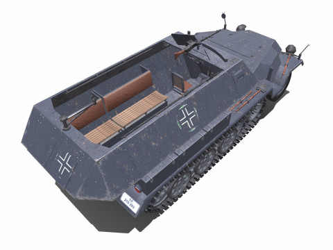 D Kfz 251 German Armored Fighting Vehicle PBR 3D मॉडल