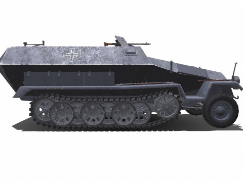 D Kfz 251 German Armored Fighting Vehicle PBR 3D मॉडल