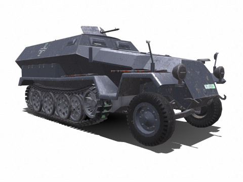 D Kfz 251 German Armored Fighting Vehicle PBR 3D मॉडल