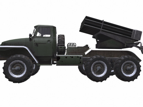 BM-21 Grad Self-Propelled Multiple Rocket Launcher 3D Model