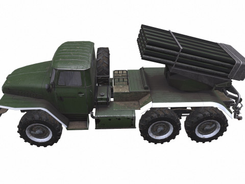 BM-21 Grad Self-Propelled Multiple Rocket Launcher 3D Model