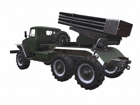 BM-21 Grad Self-Propelled Multiple Rocket Launcher 3D Model
