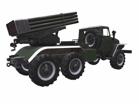 BM-21 Grad Self-Propelled Multiple Rocket Launcher 3D Model