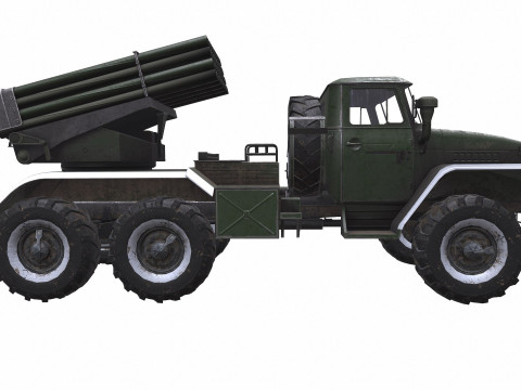 BM-21 Grad Self-Propelled Multiple Rocket Launcher 3D Model