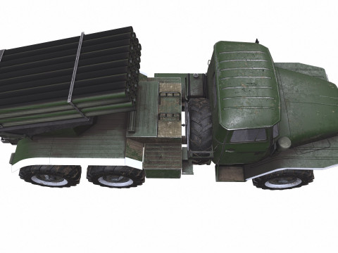 BM-21 Grad Self-Propelled Multiple Rocket Launcher 3D Model