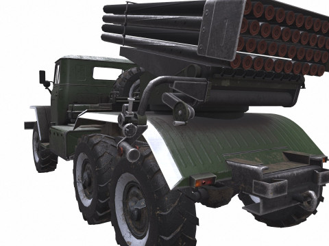 BM-21 Grad Self-Propelled Multiple Rocket Launcher 3D Model