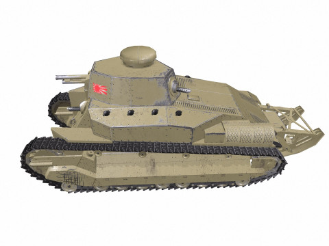 Type 89 I-Go Japan Medium Tank PBR Model 3D