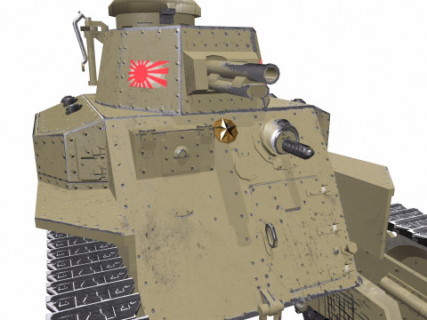 Type 89 I-Go Japan Medium Tank PBR Model 3D