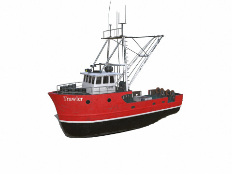 Fishing Trawler Low-poly PBR 3D मॉडल