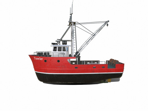Fishing Trawler Low-poly PBR Modèle 3D