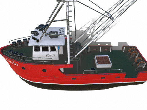 Fishing Trawler Low-poly PBR Modèle 3D