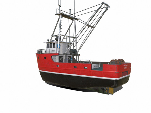 Fishing Trawler Low-poly PBR Modèle 3D