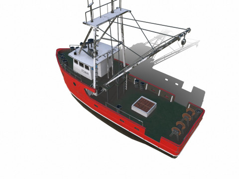 Fishing Trawler Low-poly PBR Modèle 3D