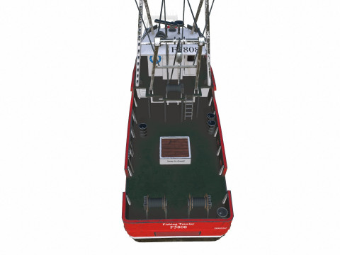 Fishing Trawler Low-poly PBR Modèle 3D