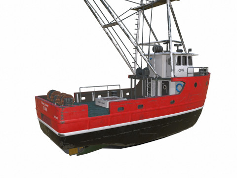 Fishing Trawler Low-poly PBR Modèle 3D