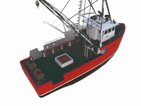 Fishing Trawler Low-poly PBR Modèle 3D