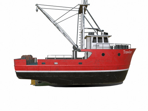 Fishing Trawler Low-poly PBR Modèle 3D