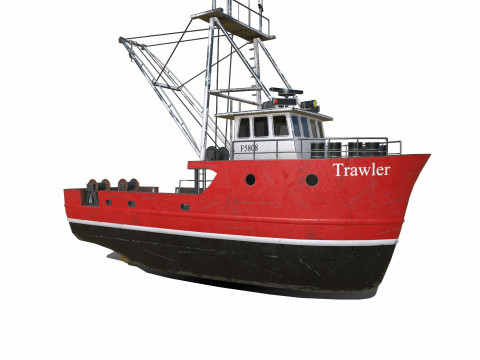 Fishing Trawler Low-poly PBR Modèle 3D