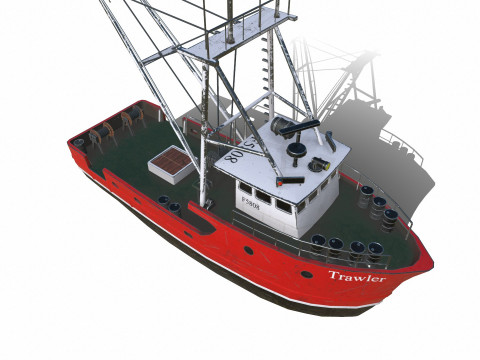 Fishing Trawler Low-poly PBR Modèle 3D