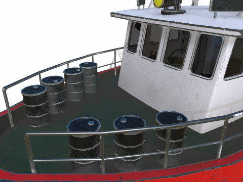 Fishing Trawler Low-poly PBR Modèle 3D