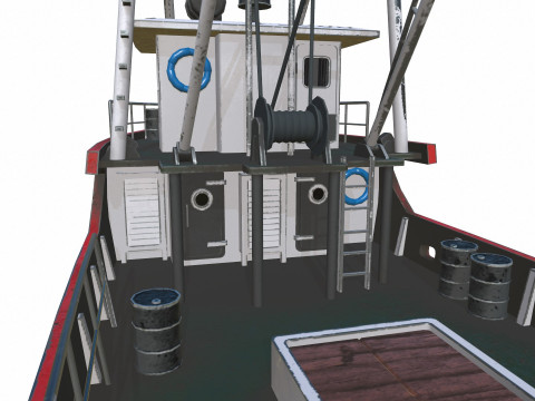 Fishing Trawler Low-poly PBR Modèle 3D